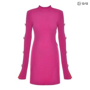 Mach& Mach  Cut Out Pink  Long-Sleeve Dress